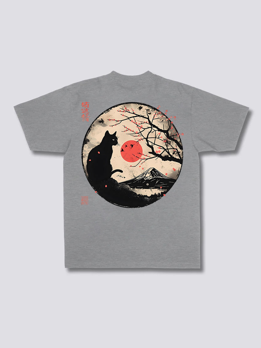 Black Cat Blossom T-Shirt