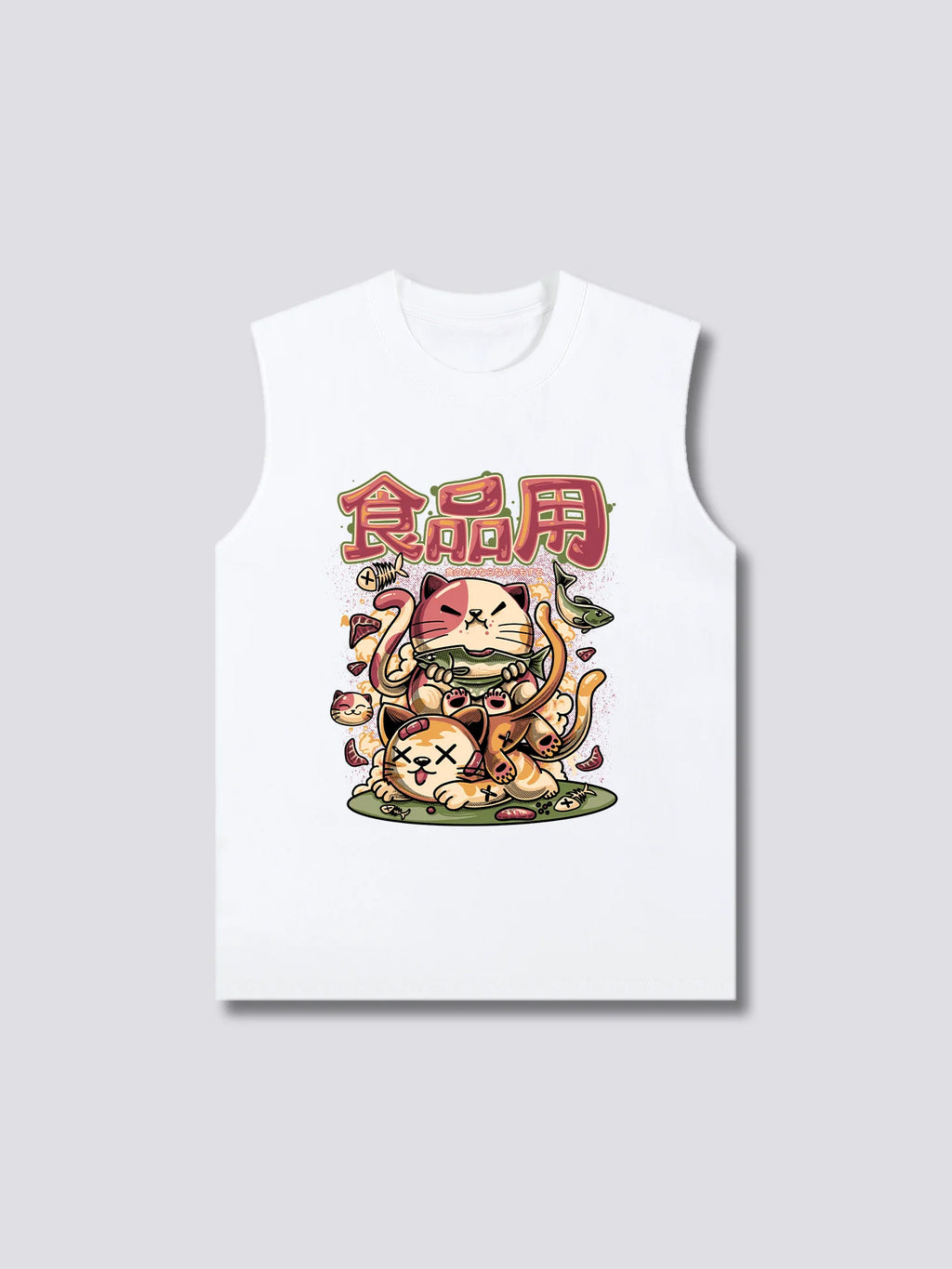 Front Print - Hungry Neko Tank Top