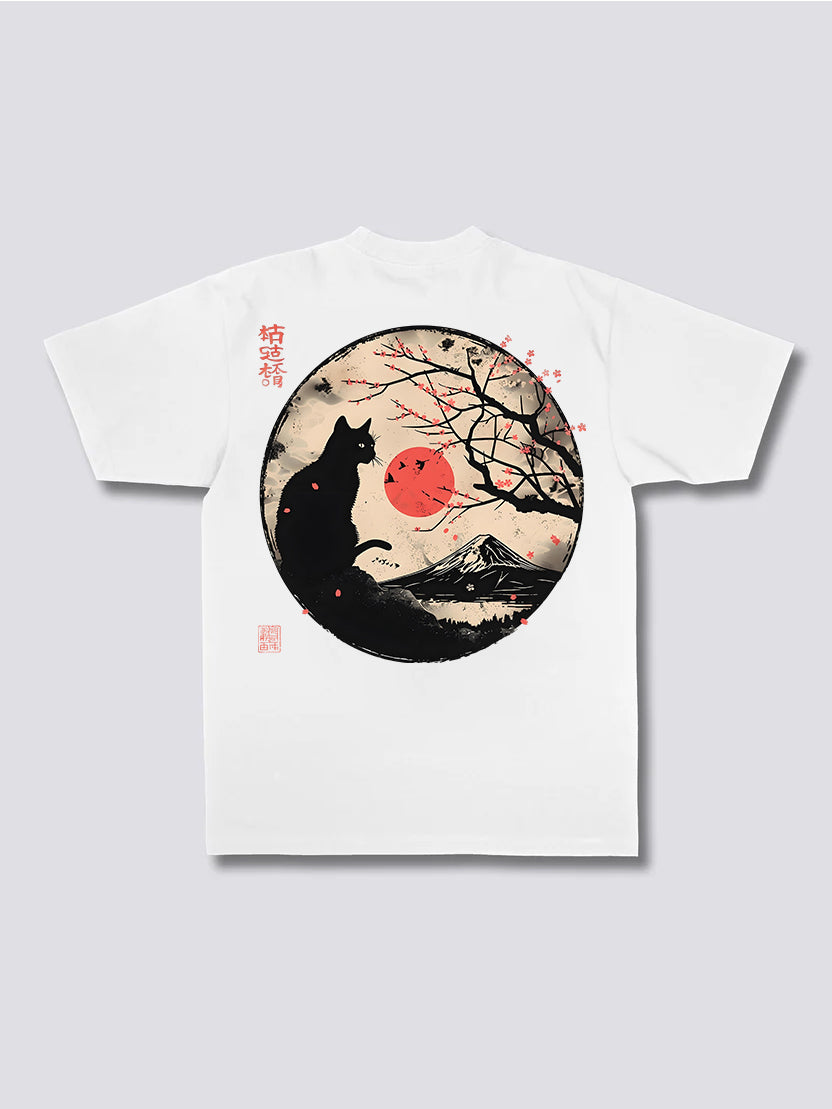 Black Cat Blossom T-Shirt