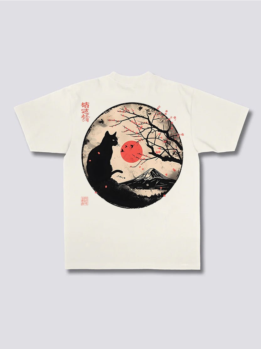 Black Cat Blossom T-Shirt