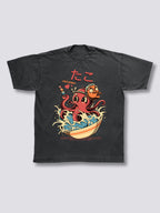 Front Print - Octopus Vintage T-Shirt