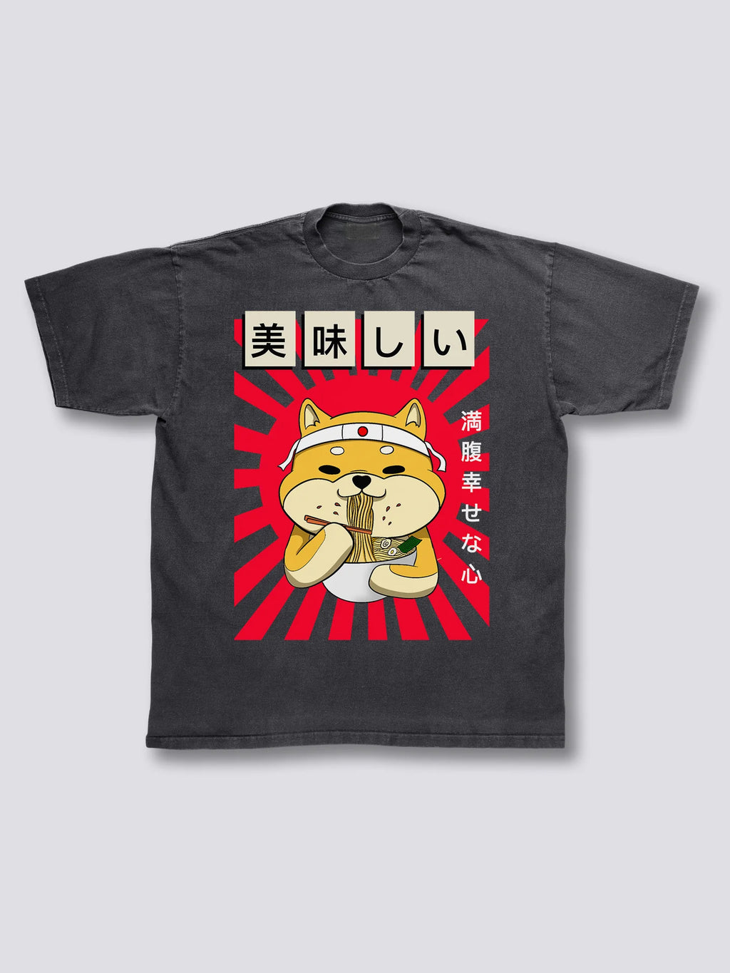 Front Print - Ramen Shiba Vintage T-Shirt