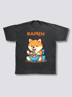 Front Print - Shiba Ramen Vintage T-Shirt