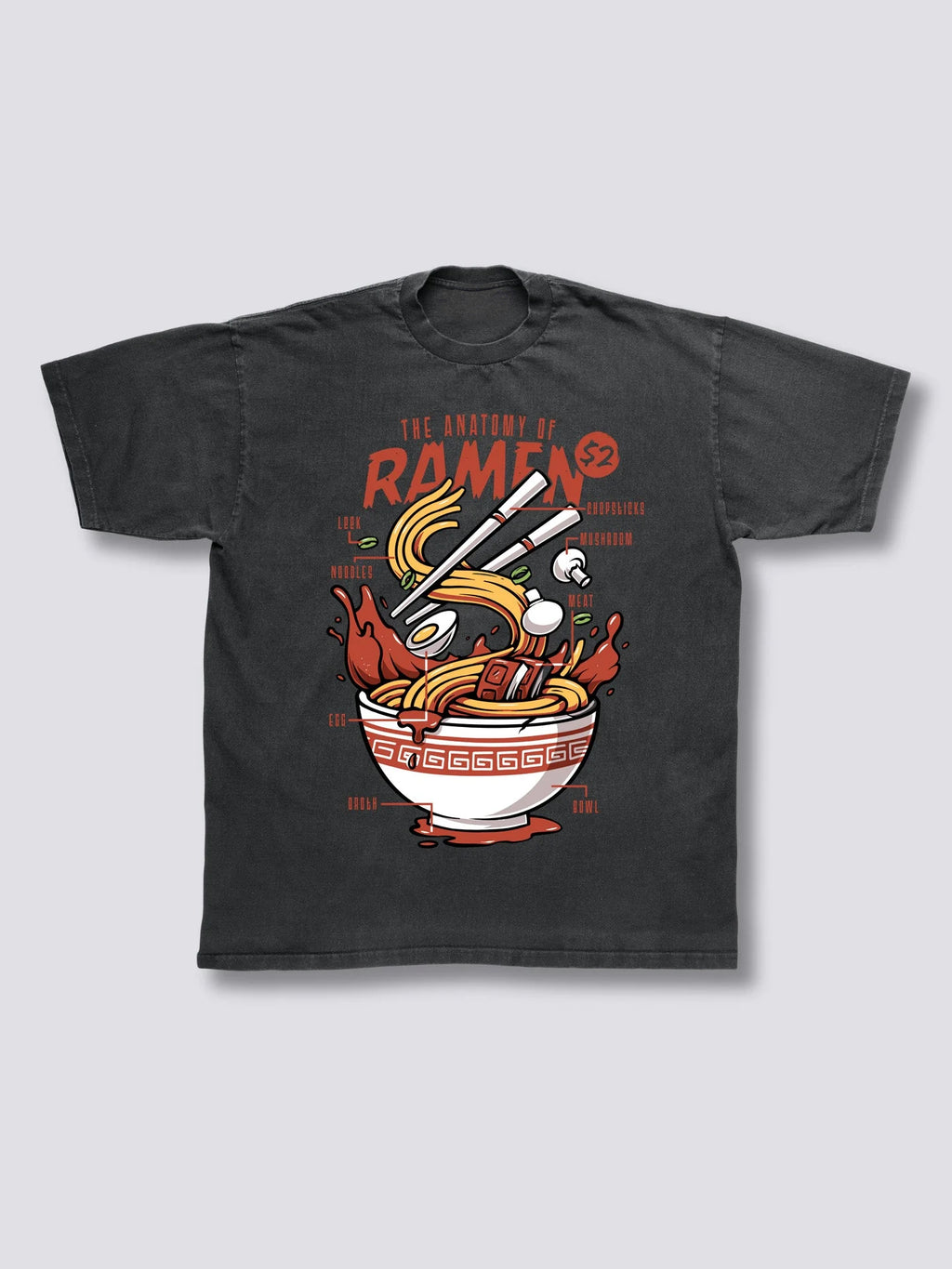 Front Print - Anatomy of Ramen Vintage T-Shirt