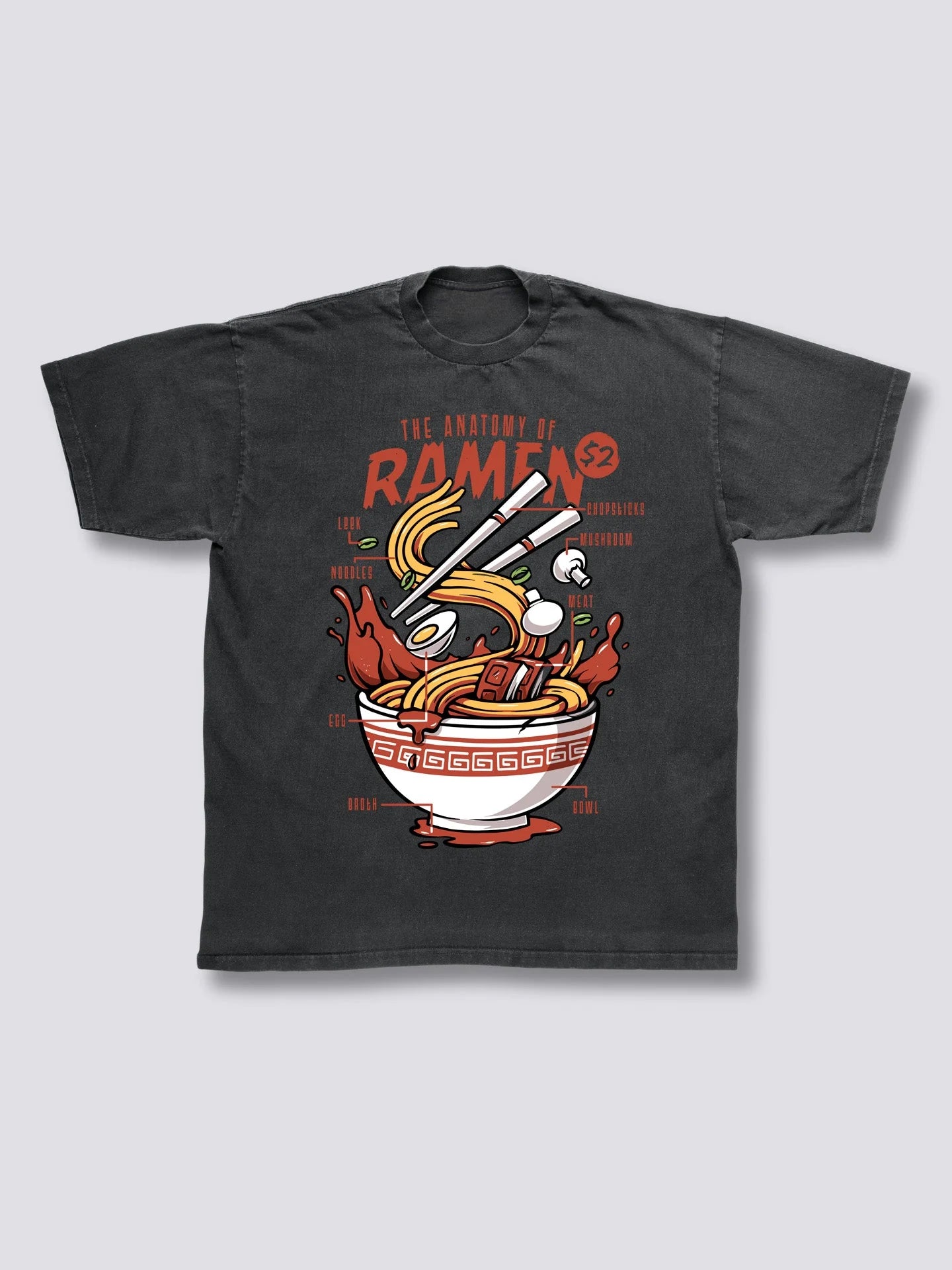 Front Print - Anatomy of Ramen Vintage T-Shirt