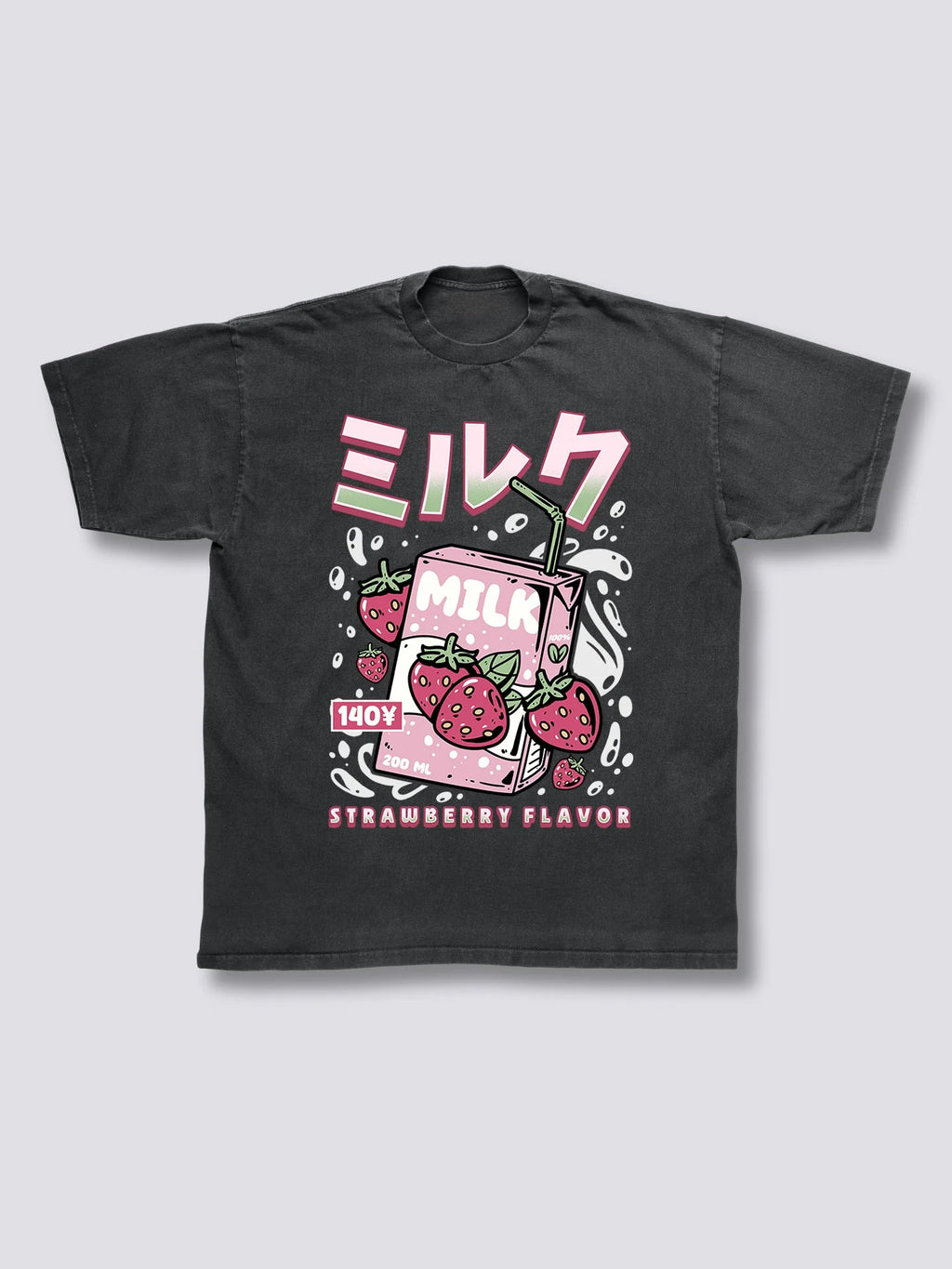 Front Print - Strawberry Milk Vintage T-Shirt