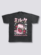 Front Print - Strawberry Milk Vintage T-Shirt
