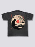 Black Cat Blossom Vintage T-shirt