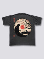 Black Cat Blossom Vintage T-shirt
