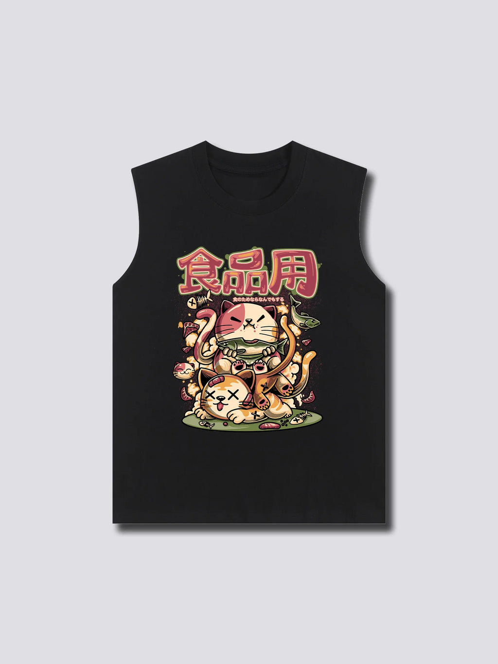 Front Print - Hungry Neko Tank Top