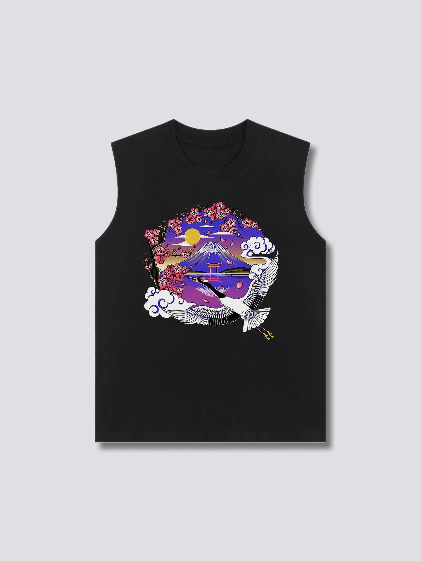 Front Print - Mount Fuji Crane Tank Top